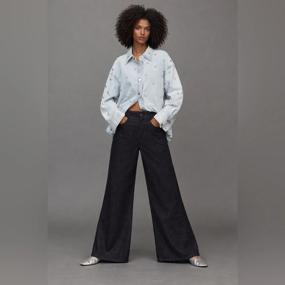 Anthropology The Adi Sparkle Ultra High Rise Flare
Pants by Pilcro Size 28 - Picture 1 of 14